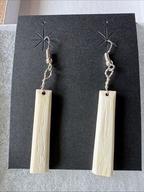 Hopi artist Jimson Lalo elk antler/sterling Drop Earrings - Cream NEW